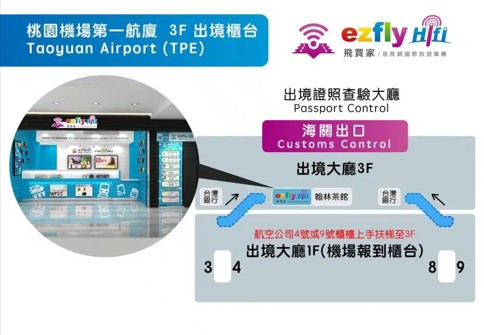 桃園機場第一航廈－3F出境 ezflyhifi櫃檯