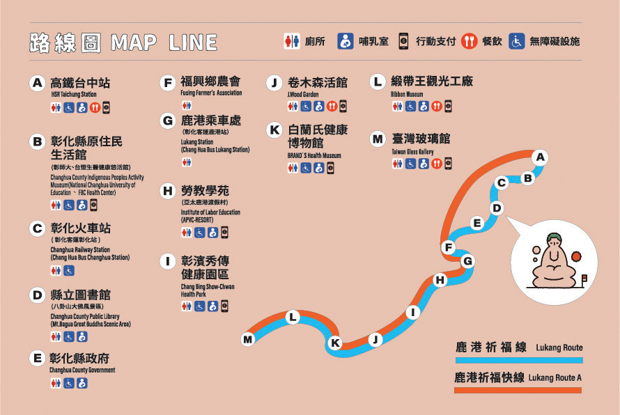 ▼鹿港祈福線/快線,路線圖 ▼鹿港祈福線/快線,路線圖